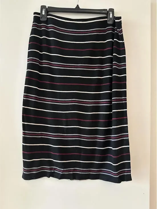 Max Studio Women's Black Striped Knee-Length Skirt - Picture 2 of 4